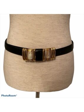 JANA BELT BLACK SNAKESKIN GOLD BUCKLE ACCESSORY Size L